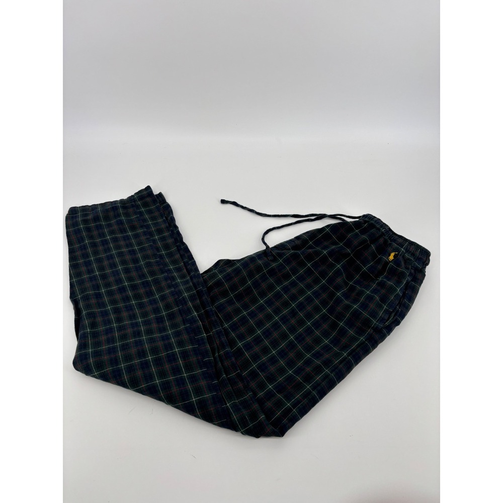 Polo Ralph Lauren Mens Green Navy Plaid Cotton Pajama Pants Size M 32-34